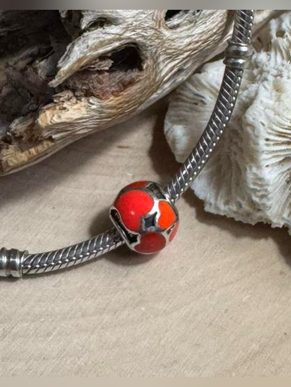 Pandora Red Hot Love Hearts Enamel Charm Retired 925 Sterling Silver